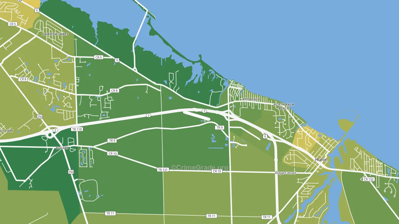 Rye Beach, OH Map of Drug-Related Crime Rates