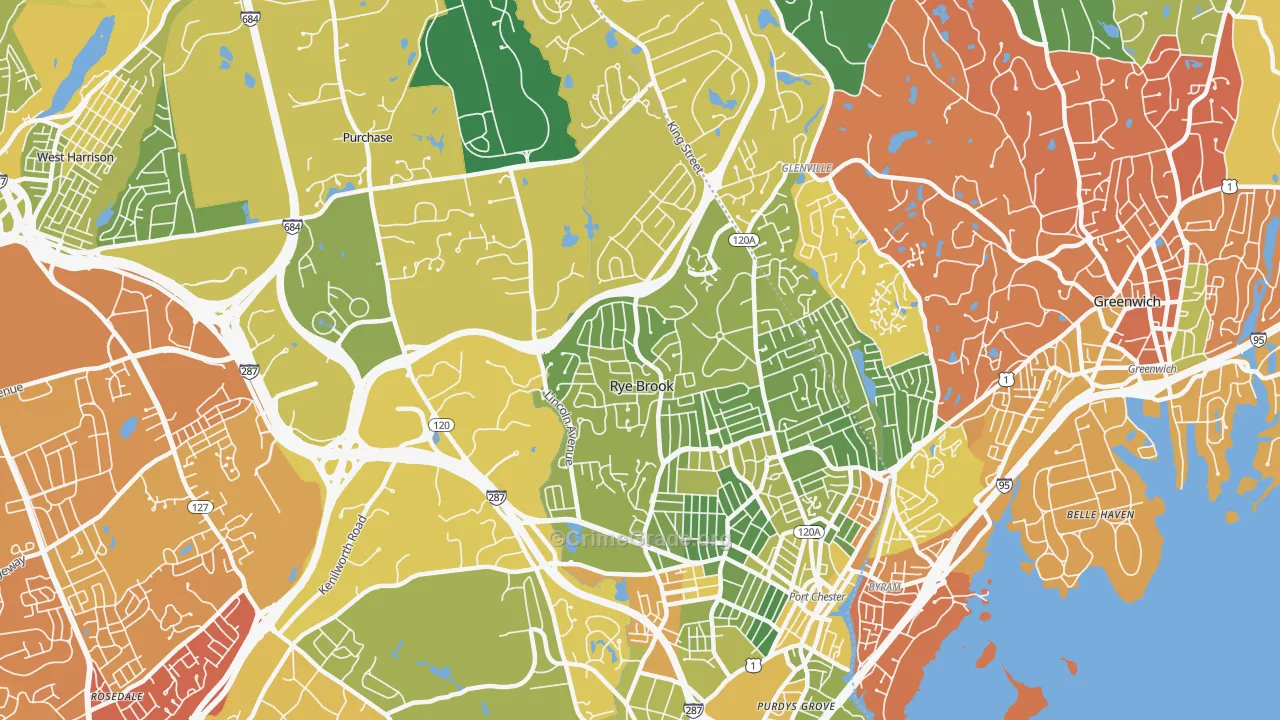 Rye Brook, NY Map of Drug-Related Crime Rates
