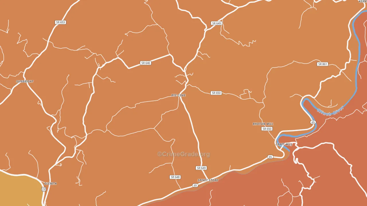 Rye Cove, VA Map of Drug-Related Crime Rates