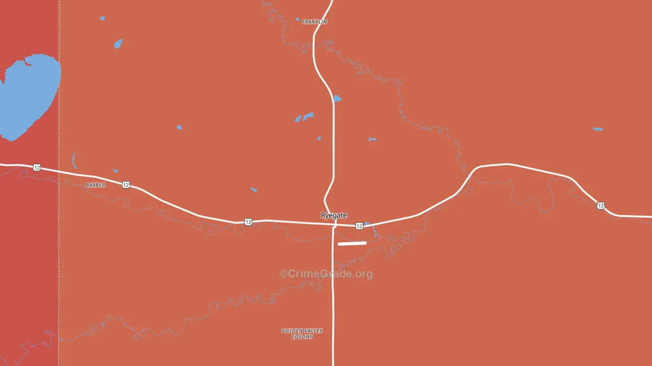 Ryegate, MT Map of Drug-Related Crime Rates