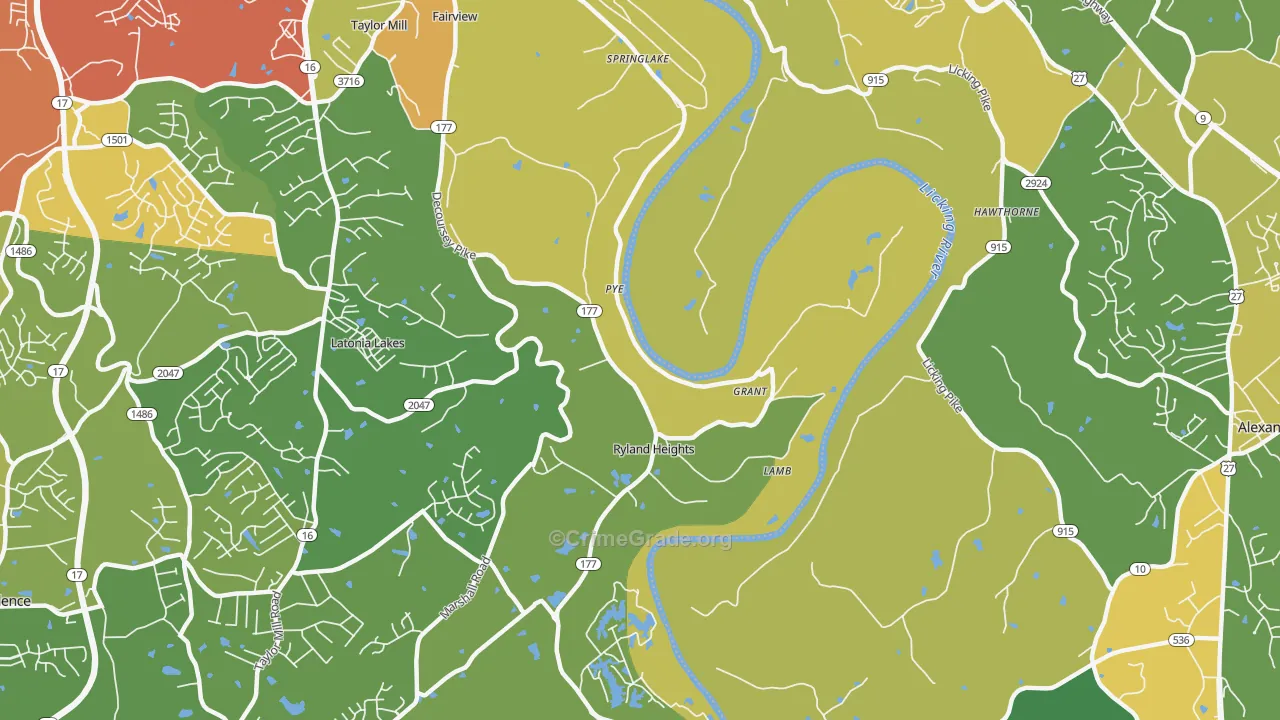 Ryland Heights, KY Map of Drug-Related Crime Rates