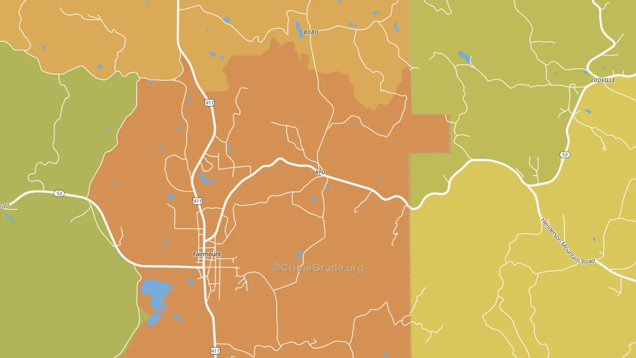 Ryo, GA Map of Drug-Related Crime Rates