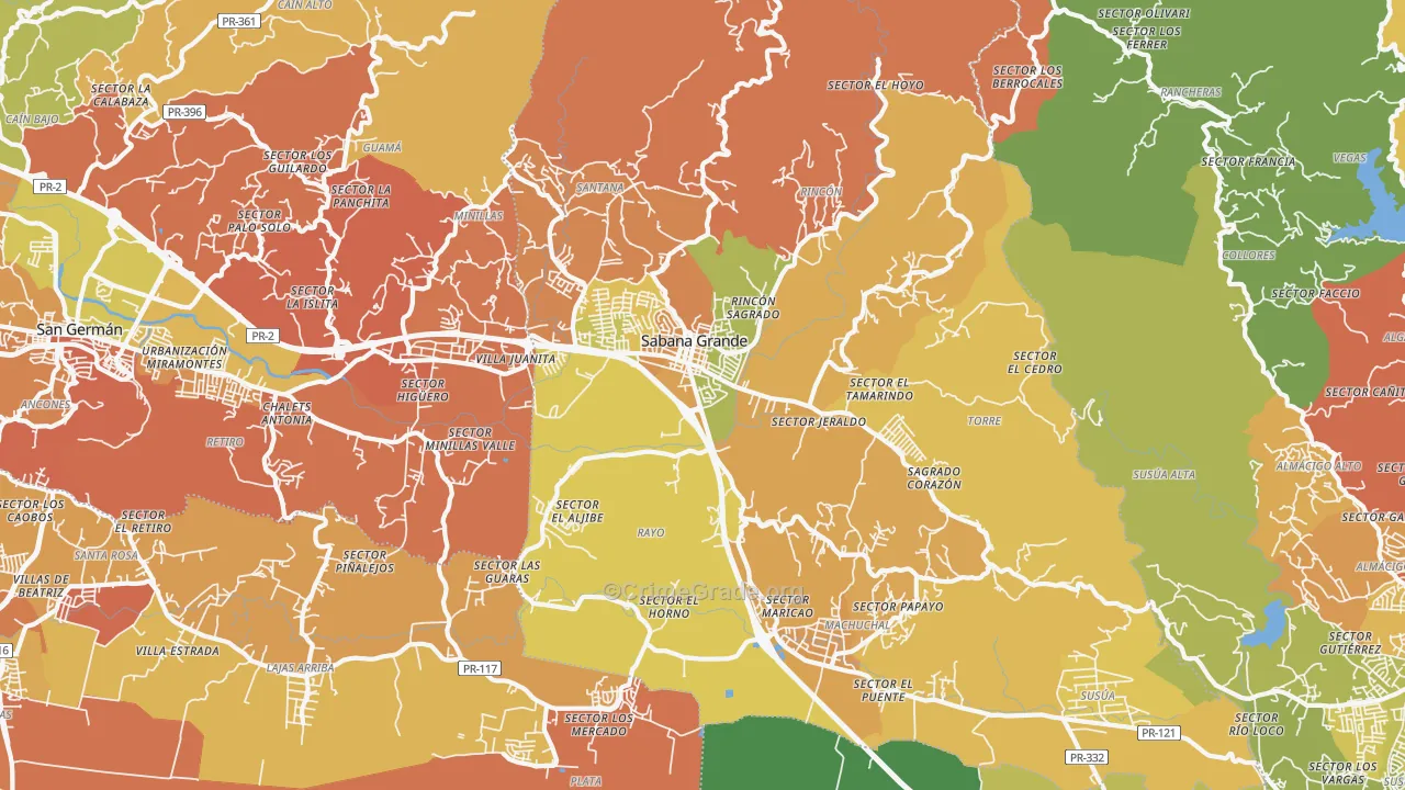 Sabana Grande, PR Map of Drug-Related Crime Rates
