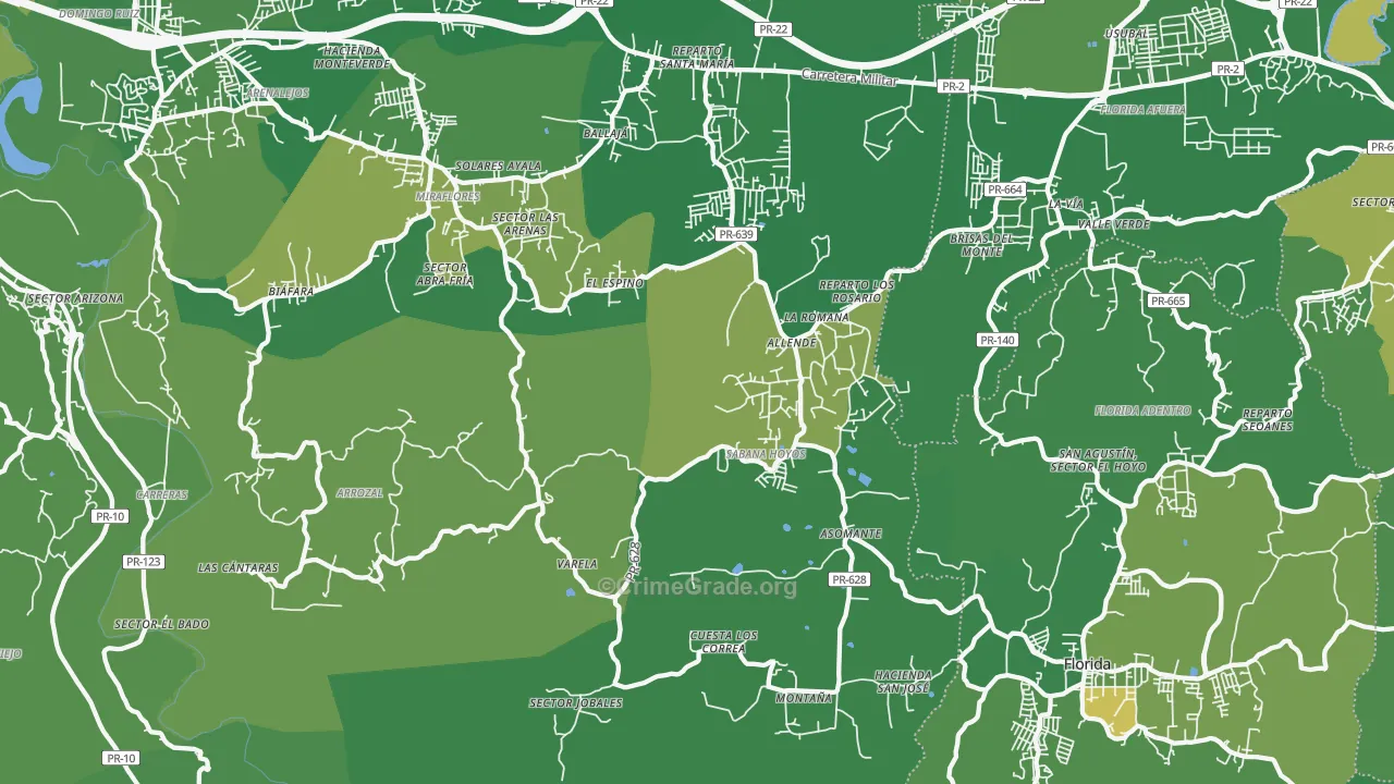 Sabana Hoyos, PR Map of Drug-Related Crime Rates