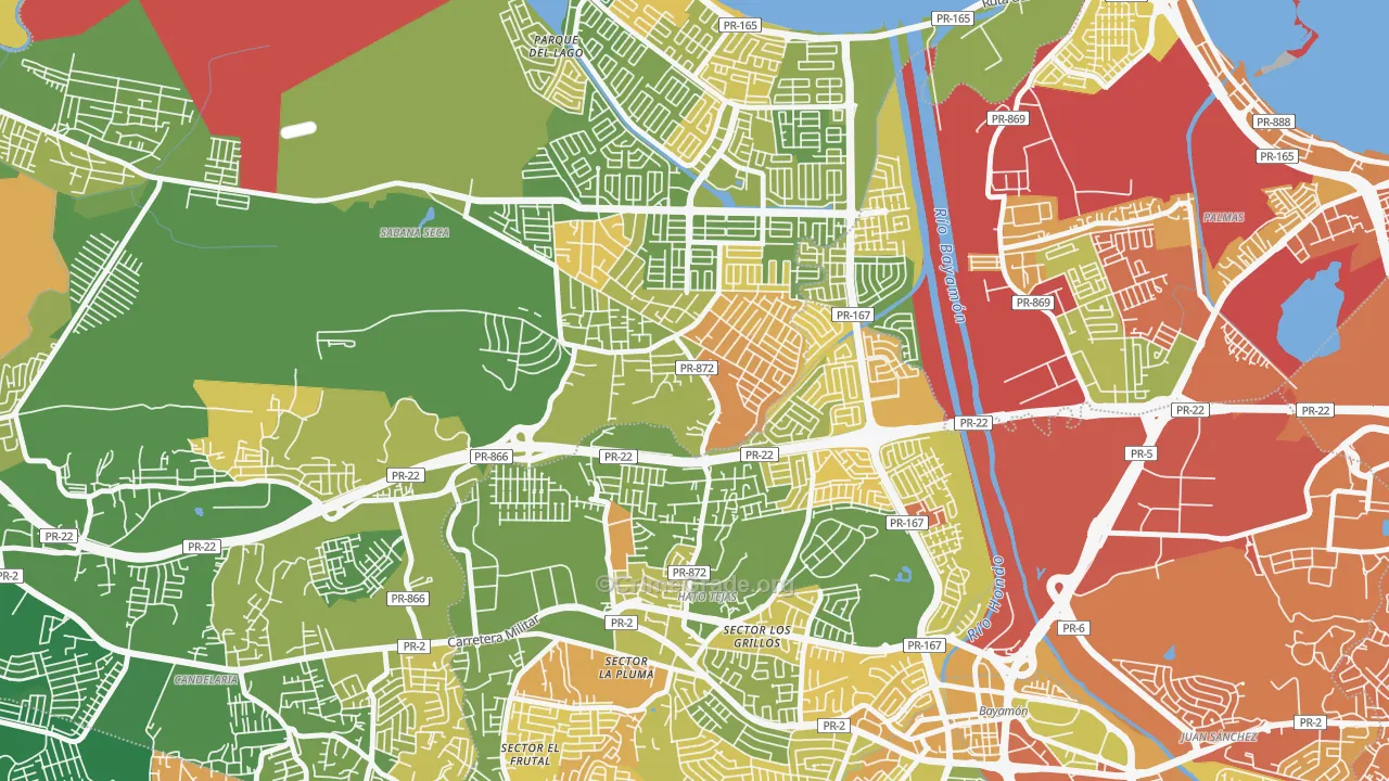 Sabana Seca, PR Map of Drug-Related Crime Rates