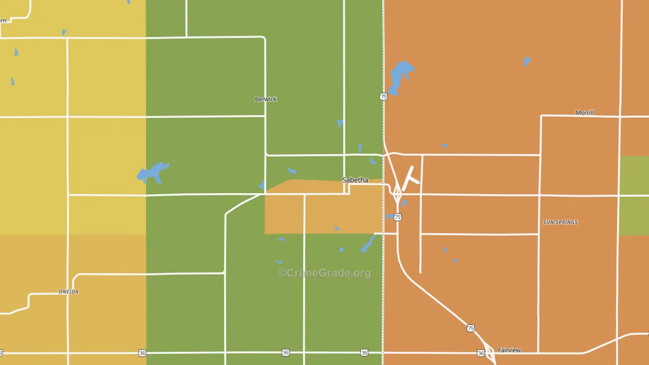 Sabetha, KS Map of Drug-Related Crime Rates