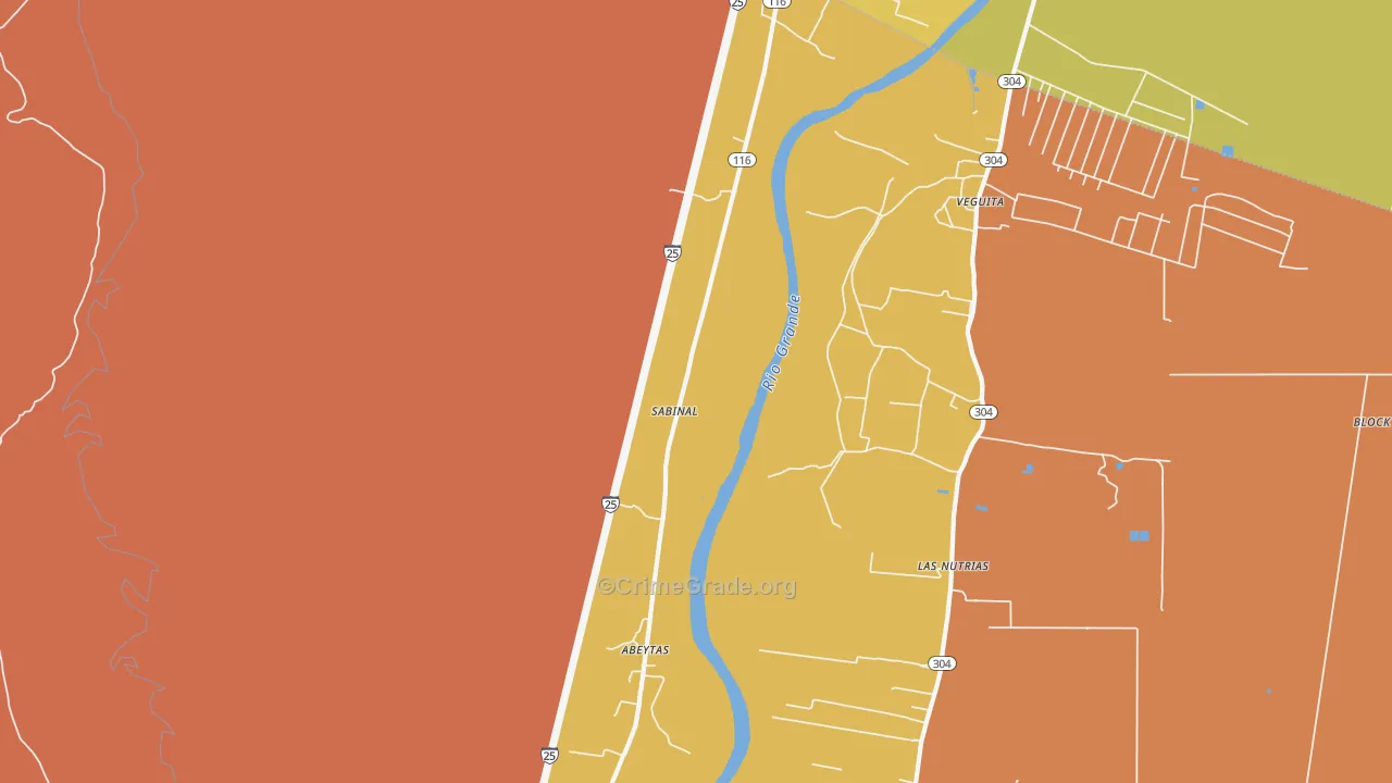 Sabinal, NM Map of Drug-Related Crime Rates
