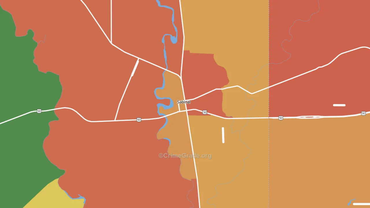 Sabinal, TX Map of Drug-Related Crime Rates