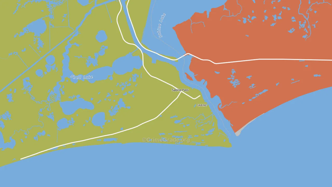 Sabine Pass, TX Map of Drug-Related Crime Rates