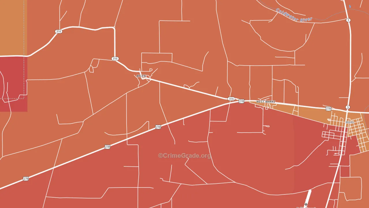 Sabino, MS Map of Drug-Related Crime Rates