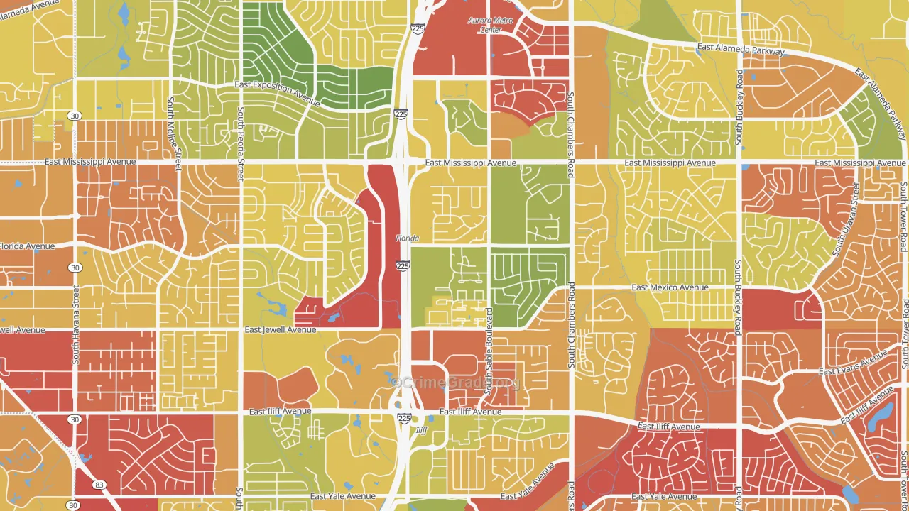 Sableridge, Aurora, CO Map of Drug-Related Crime Rates