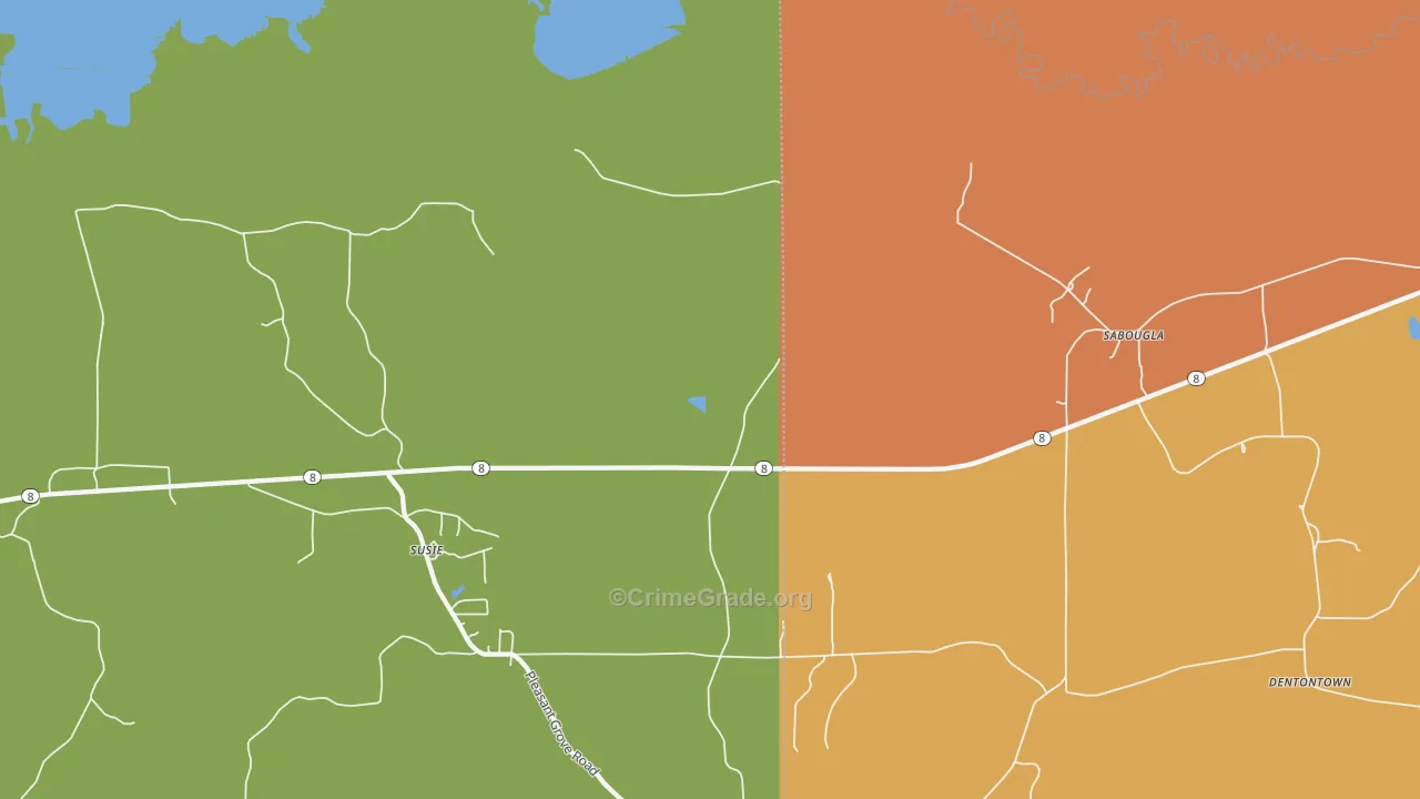 Sabougla, MS Map of Drug-Related Crime Rates