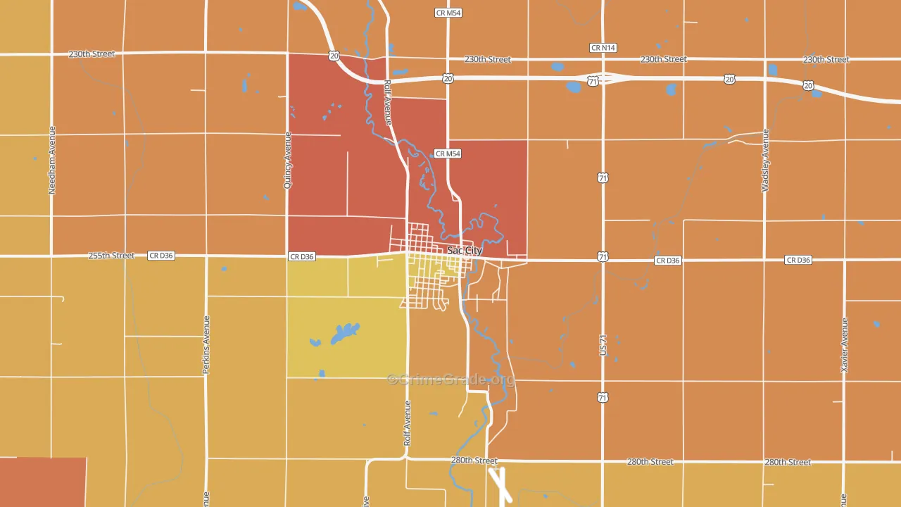 Sac City, IA Map of Drug-Related Crime Rates