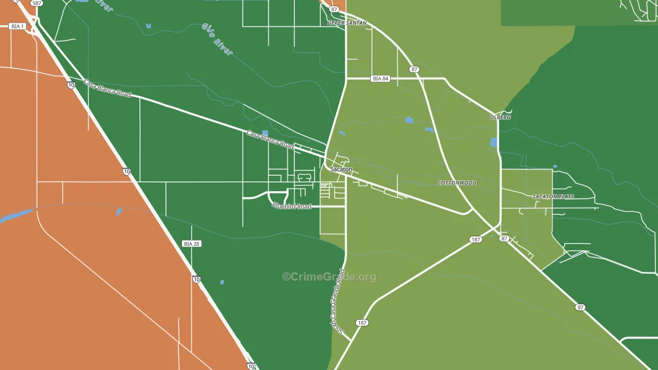 Sacaton, AZ Map of Drug-Related Crime Rates