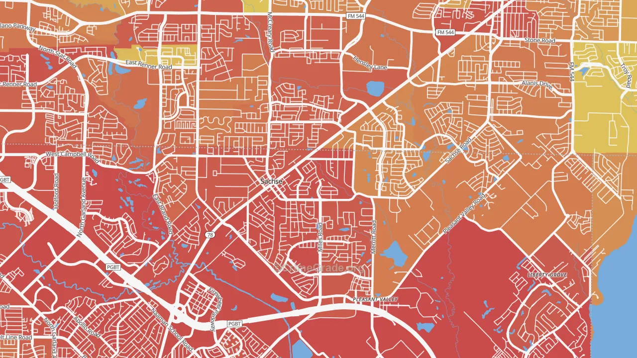 Sachse, TX Map of Drug-Related Crime Rates