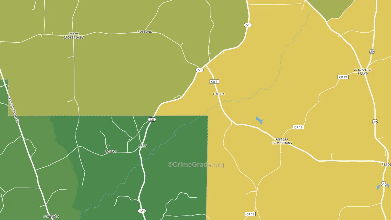 Saco, AL Map of Drug-Related Crime Rates