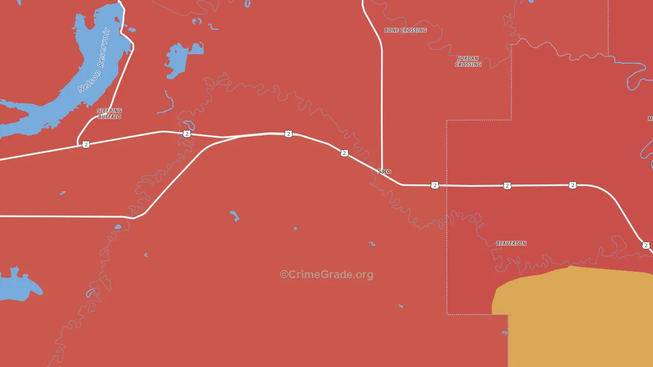 Saco, MT Map of Drug-Related Crime Rates