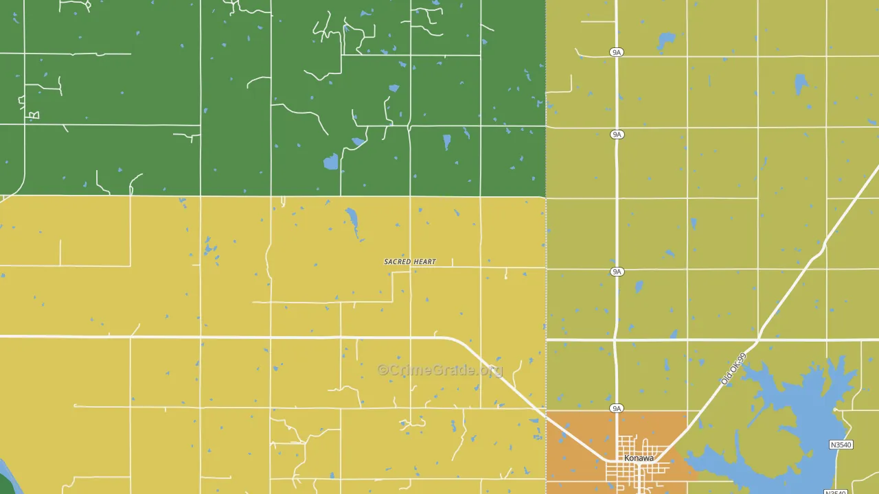 Sacred Heart, OK Map of Drug-Related Crime Rates