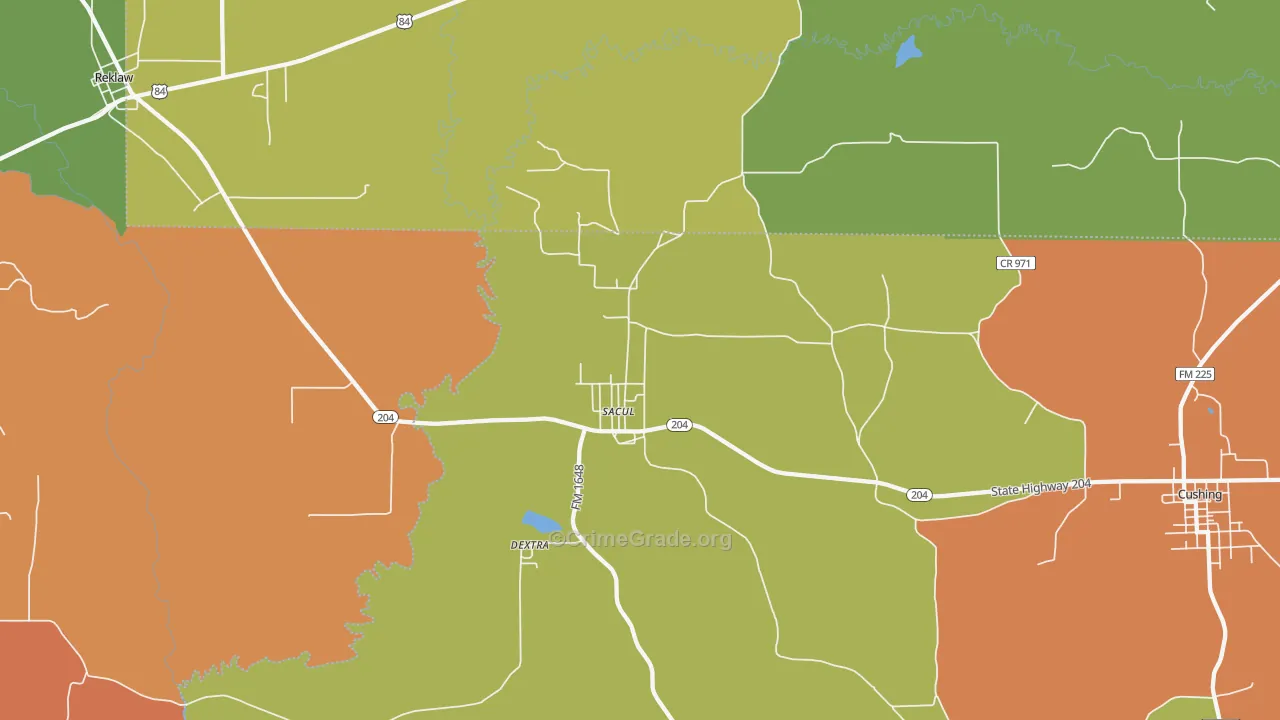 Sacul, TX Map of Drug-Related Crime Rates