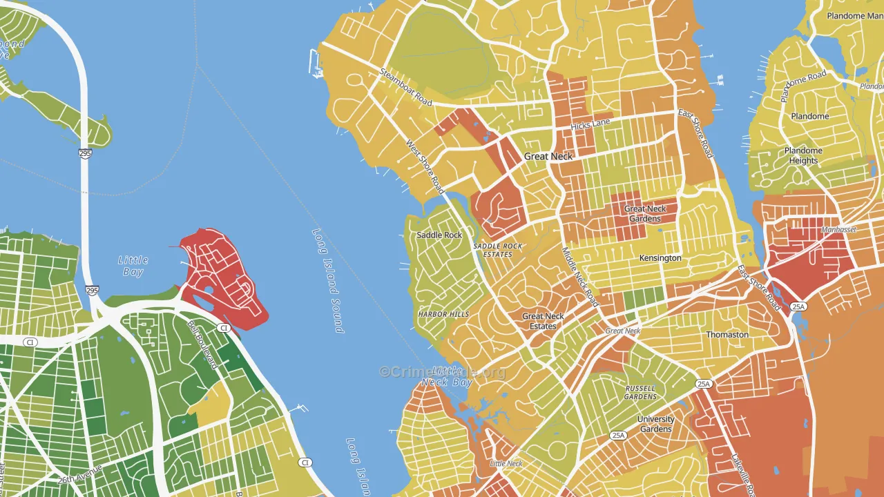 Saddle Rock, NY Map of Drug-Related Crime Rates