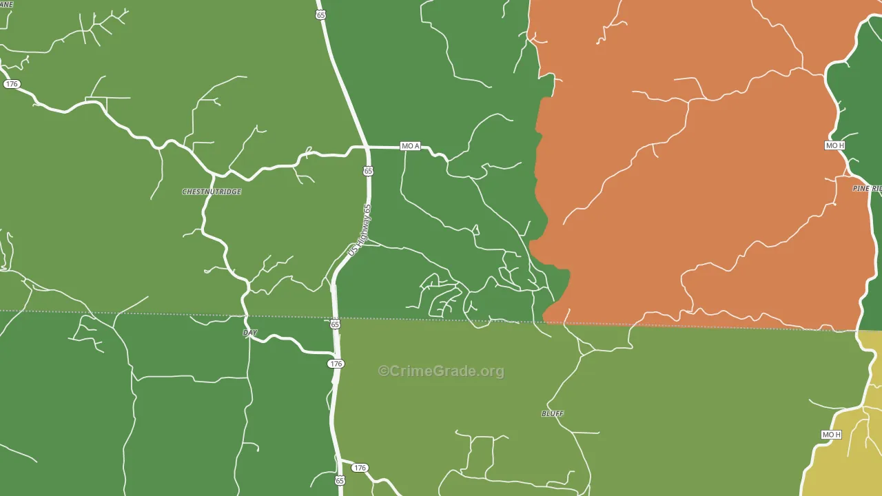 Saddlebrooke, MO Map of Drug-Related Crime Rates