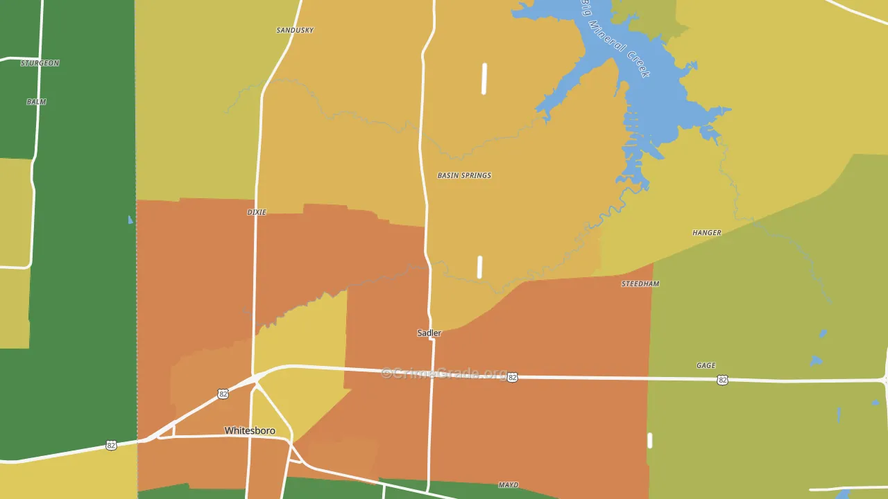 Sadler, TX Map of Drug-Related Crime Rates