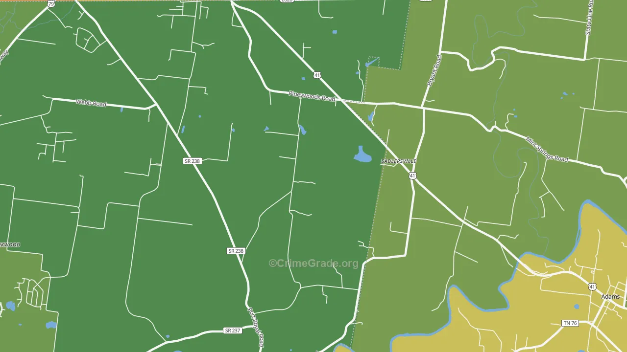 Sadlersville, TN Map of Drug-Related Crime Rates