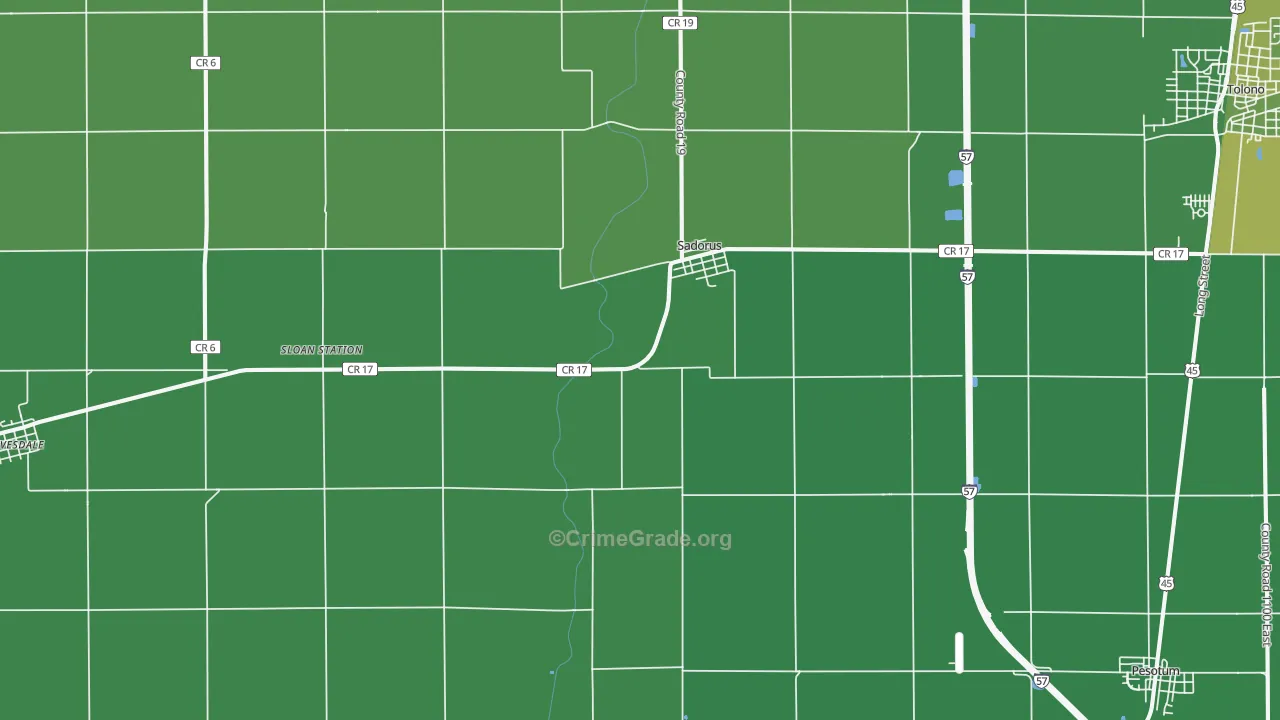 Sadorus, IL Map of Drug-Related Crime Rates
