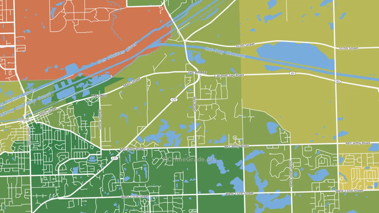 Sag Bridge, IL Map of Drug-Related Crime Rates