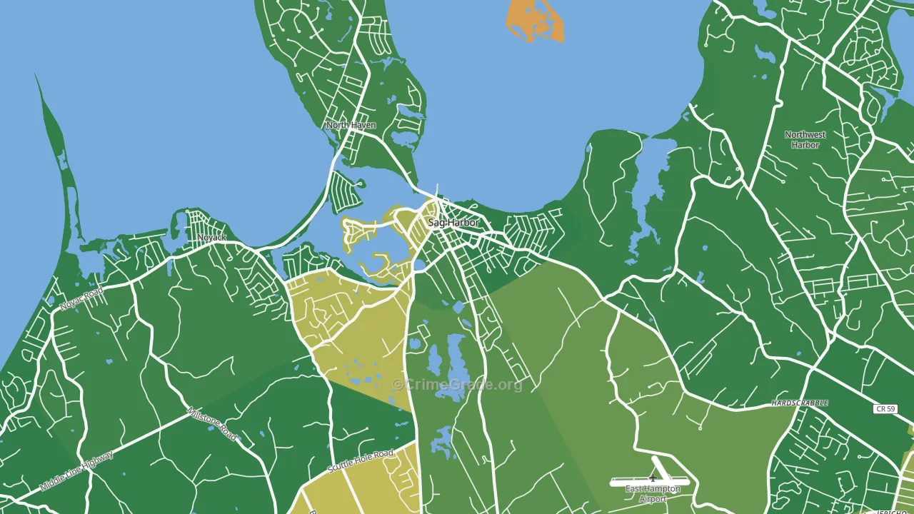 Sag Harbor, NY Map of Drug-Related Crime Rates
