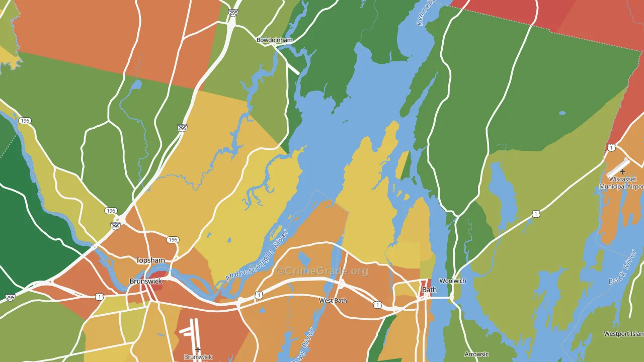 Sagadahoc County, ME Map of Drug-Related Crime Rates