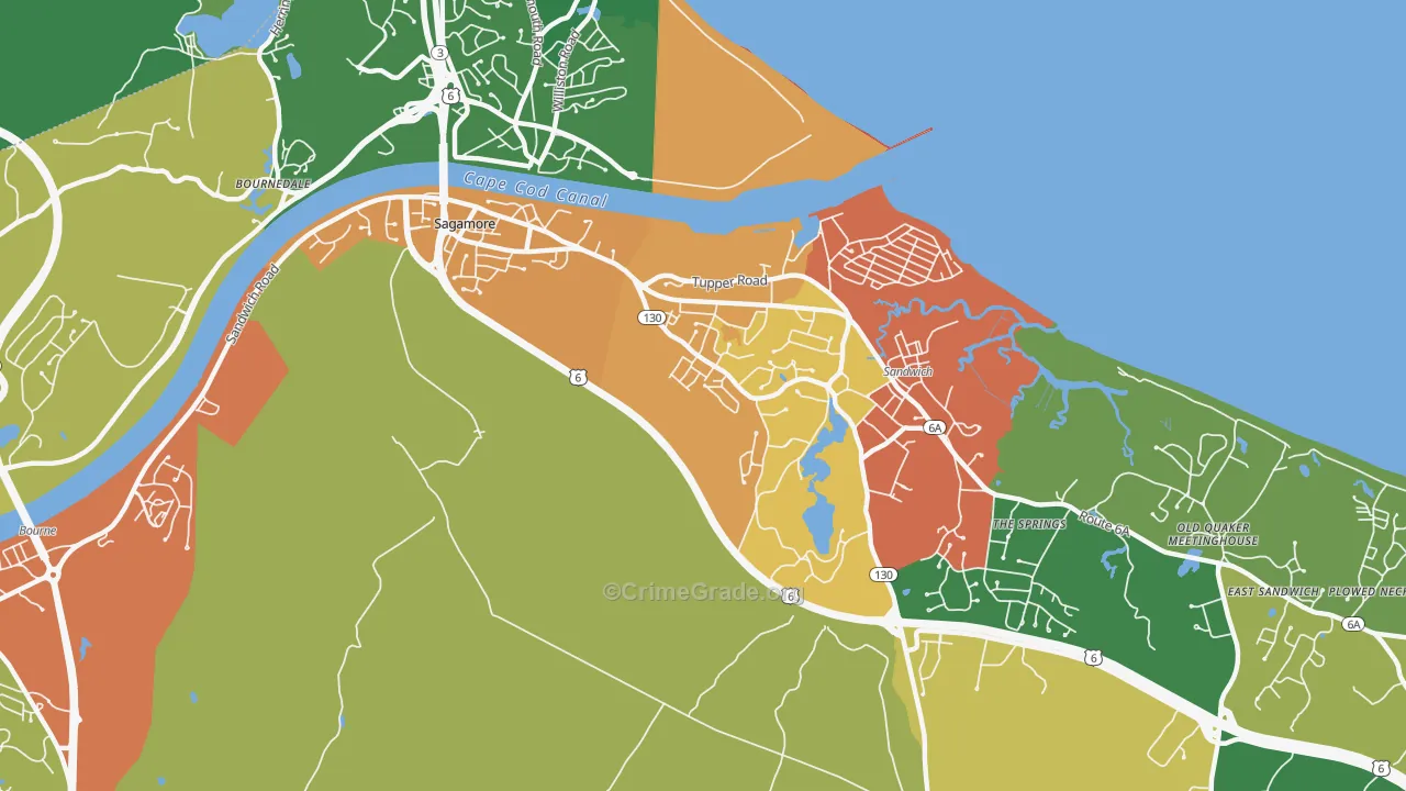 Sagamore Highlands, MA Map of Drug-Related Crime Rates