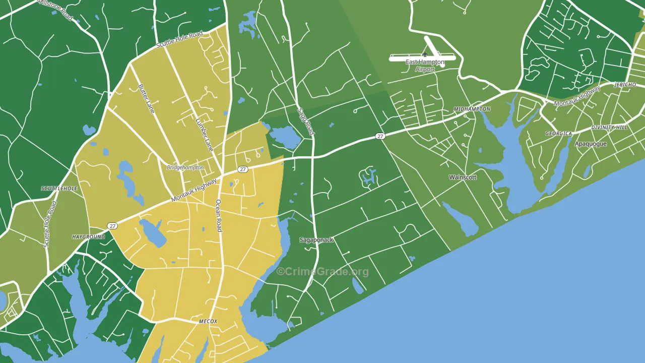 Sagaponack, NY Map of Drug-Related Crime Rates
