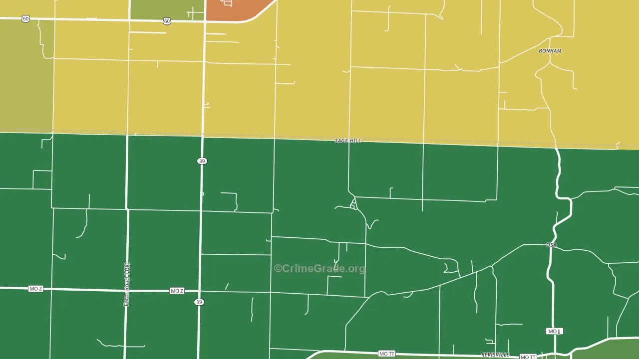 Sage Hill, MO Map of Drug-Related Crime Rates