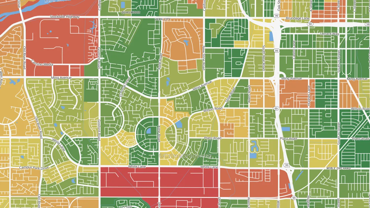 Sagepointe, Bakersfield, CA Map of Drug-Related Crime Rates
