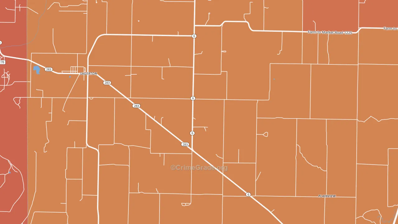 Sagerton, TX Map of Drug-Related Crime Rates