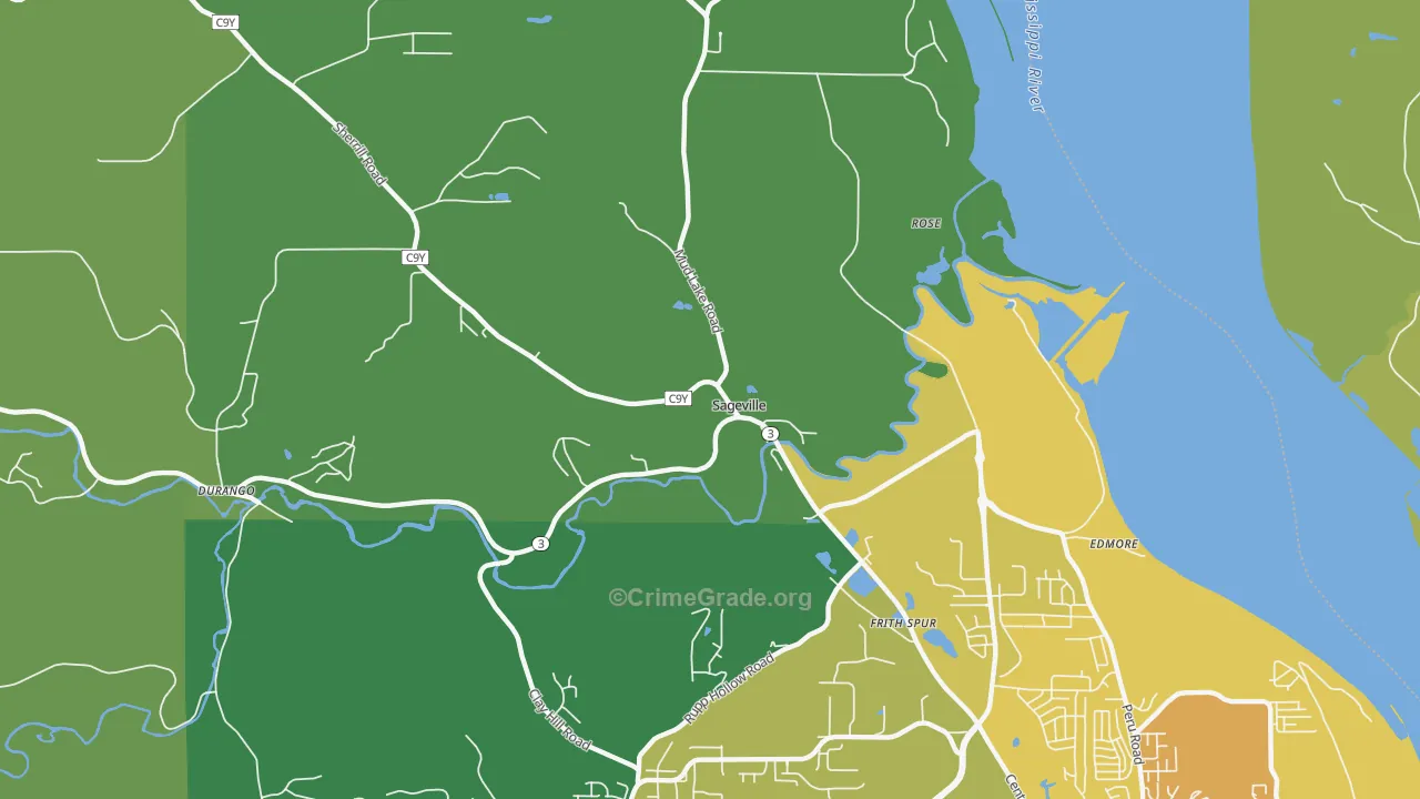 Sageville, IA Map of Drug-Related Crime Rates