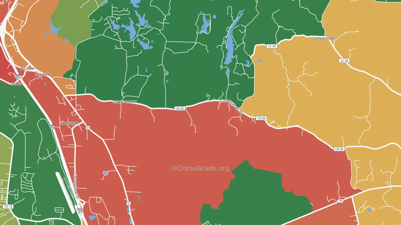 Saginaw, AL Map of Drug-Related Crime Rates