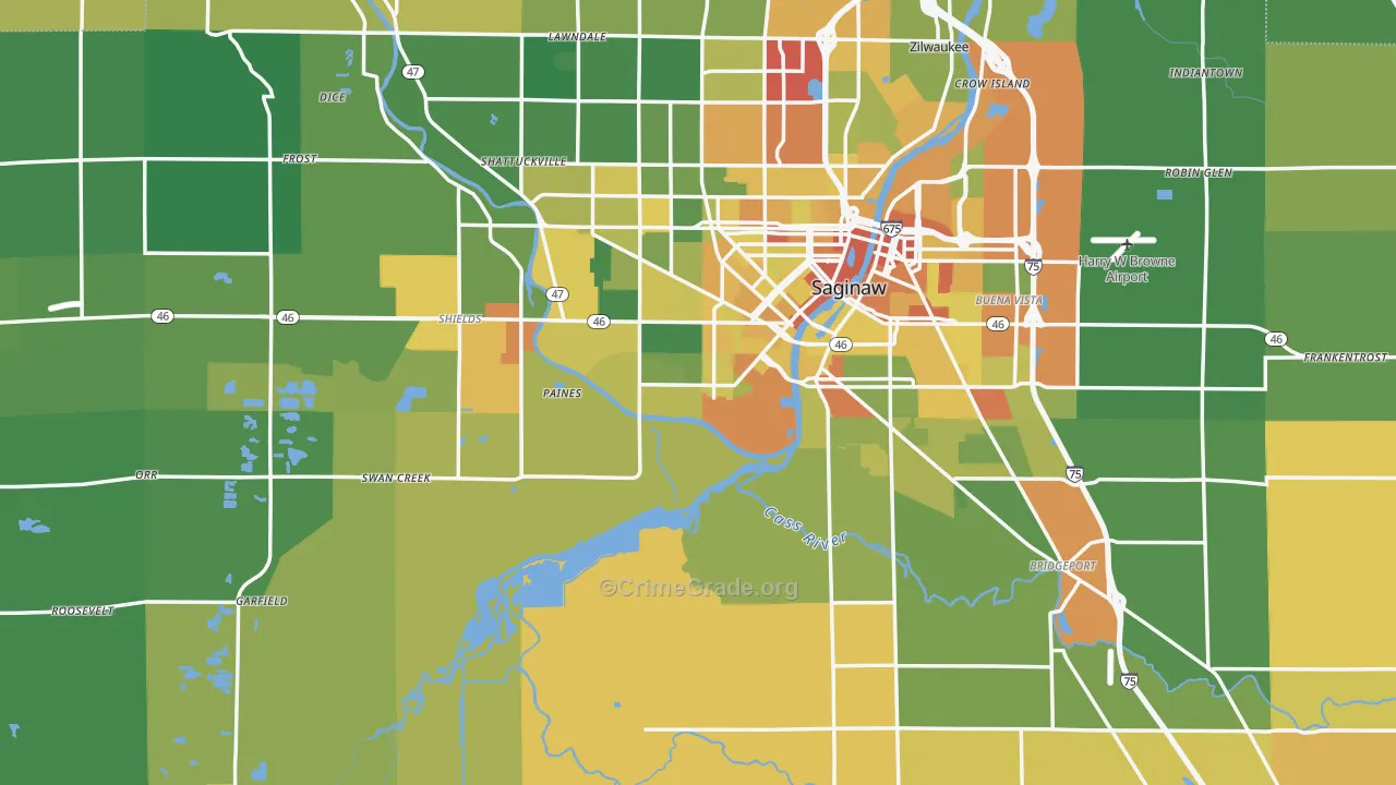 Saginaw County, MI Map of Drug-Related Crime Rates