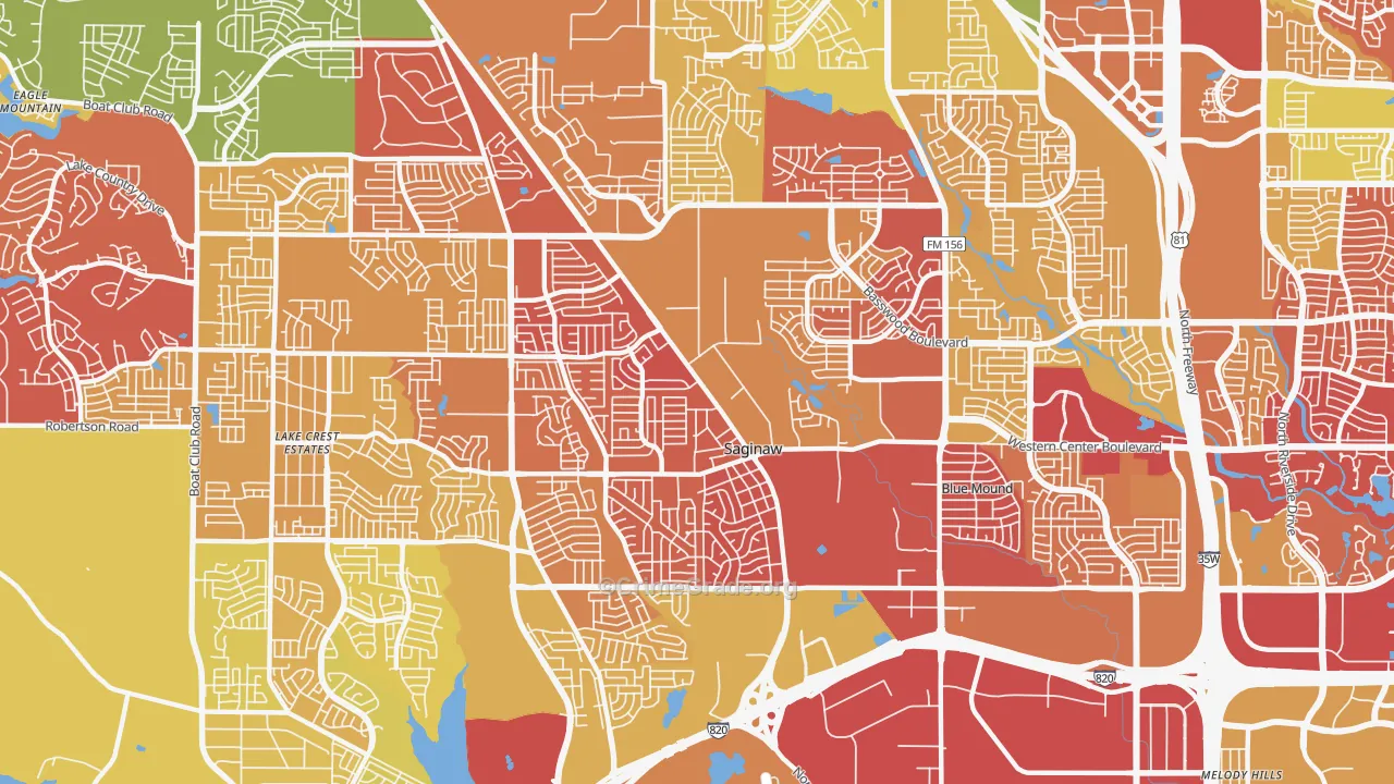 Saginaw, TX Map of Drug-Related Crime Rates