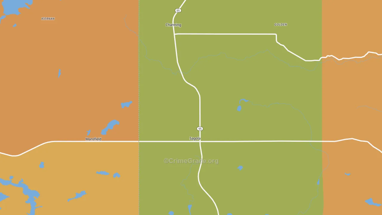 Sagola, MI Map of Drug-Related Crime Rates