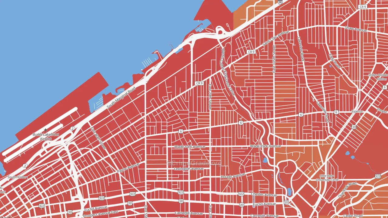 Saint Claire-Superior, Cleveland, OH Map of Drug-Related Crime Rates