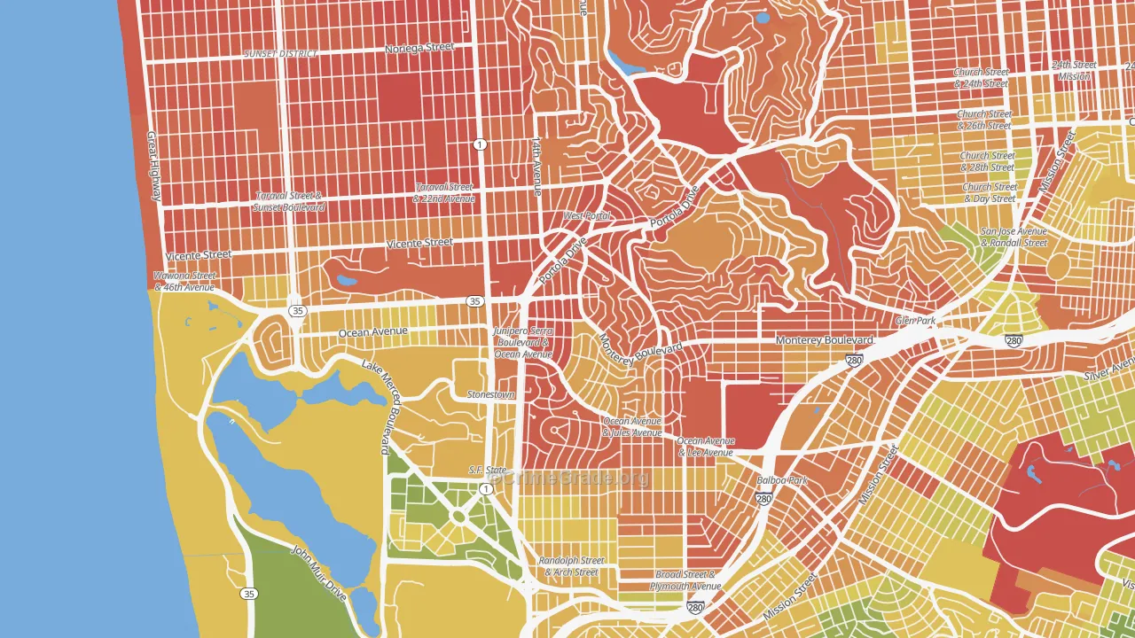 Saint Francis Wood, San Francisco, CA Map of Drug-Related Crime Rates