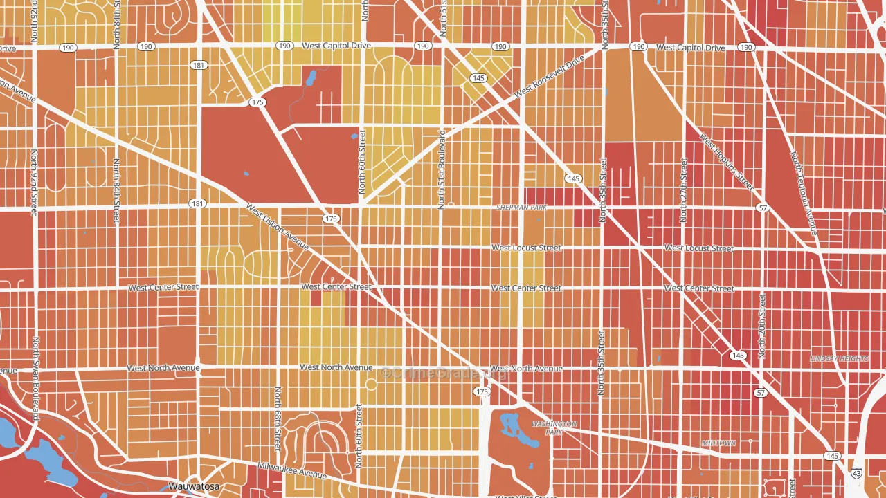 Saint Joseph, Milwaukee, WI Map of Drug-Related Crime Rates