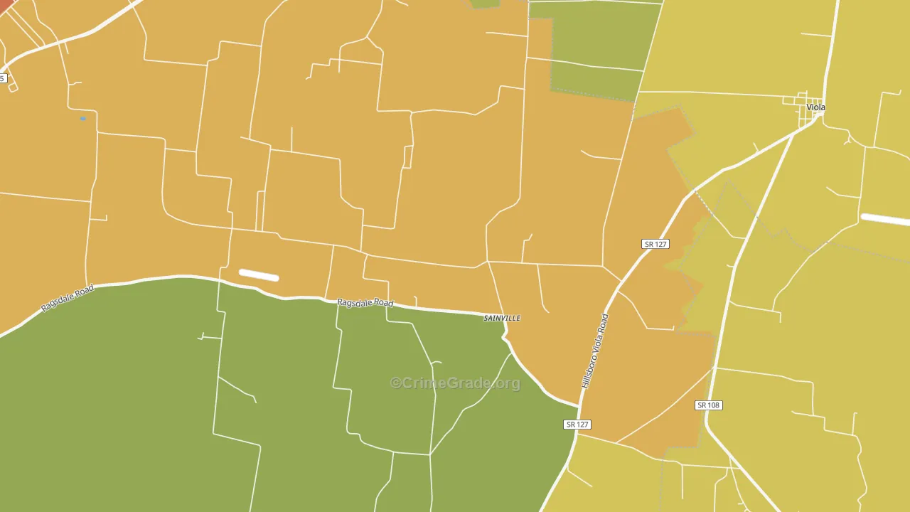 Sainville, TN Map of Drug-Related Crime Rates