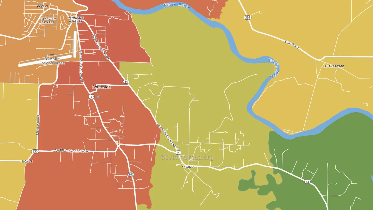Salado, AR Map of Drug-Related Crime Rates