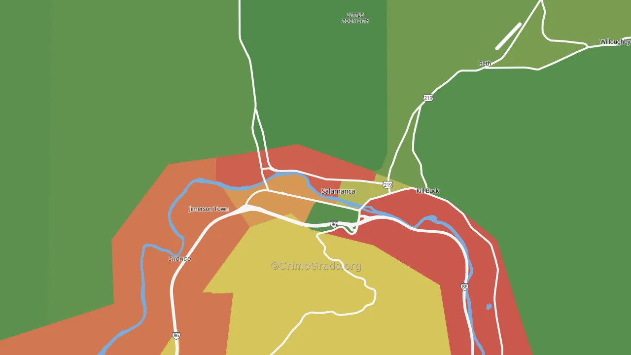 Salamanca, NY Map of Drug-Related Crime Rates