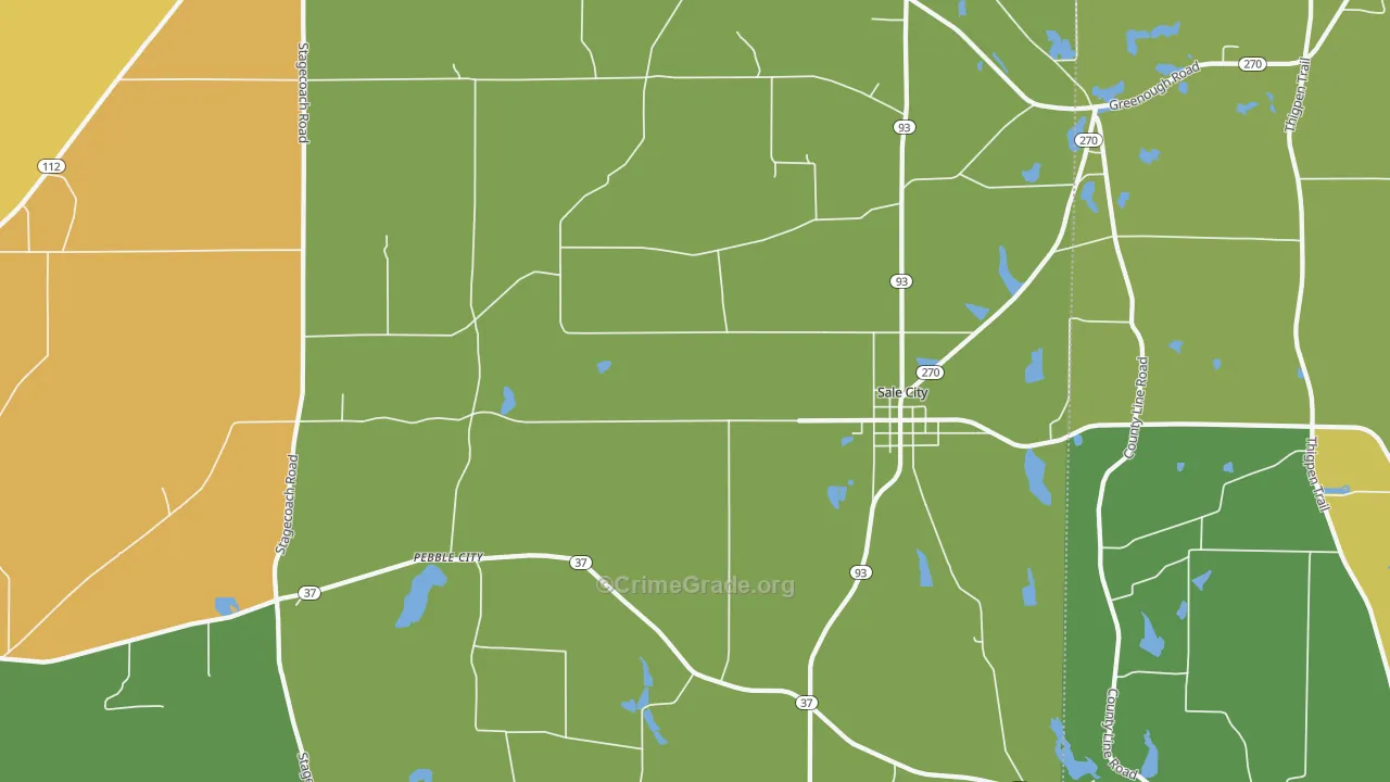 Sale City, GA Map of Drug-Related Crime Rates