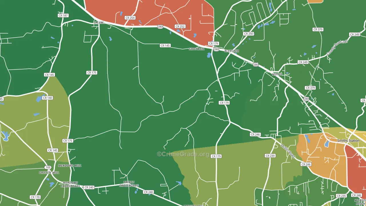 Salem, AL Map of Drug-Related Crime Rates
