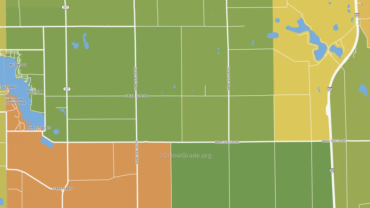 Salem Center, IN Map of Drug-Related Crime Rates